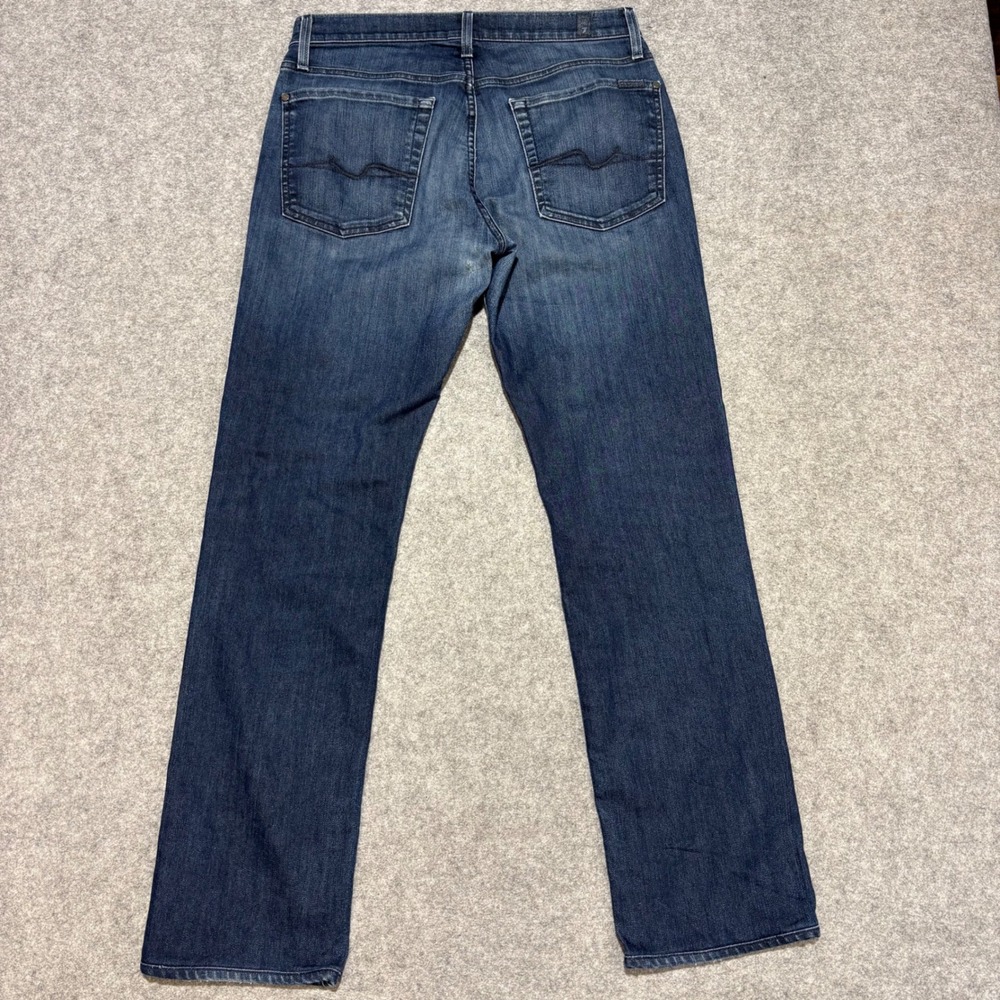 7 For All Mankind The Straight Mens Jeans Dark Wash Denim Size 31 Stretch